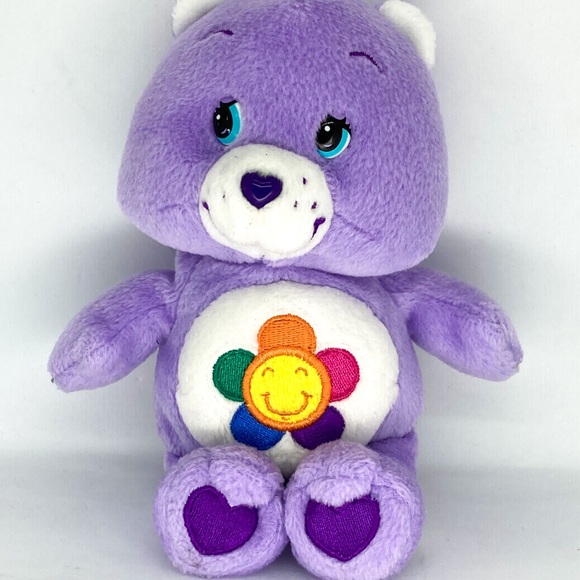 CLEARANCE ‘04 Care Bears Purple Plush 7” Harmony Bear Flower Patch Rainbow - Picture 1 of 8